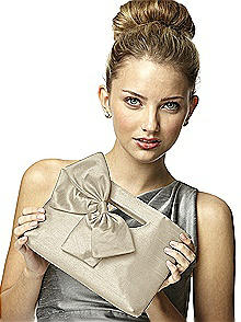 Dupioni Clutch with Interchangeable Bow