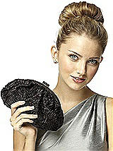 Rosette Fabric Clutch with Jeweled Clasp