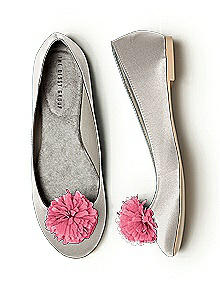 Crinkle Chiffon Flower Pom Pom Shoe Clip