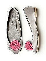 Crinkle Chiffon Flower Pom Pom Shoe Clip