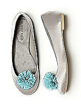Crinkle Chiffon Flower Pom Pom Shoe Clip