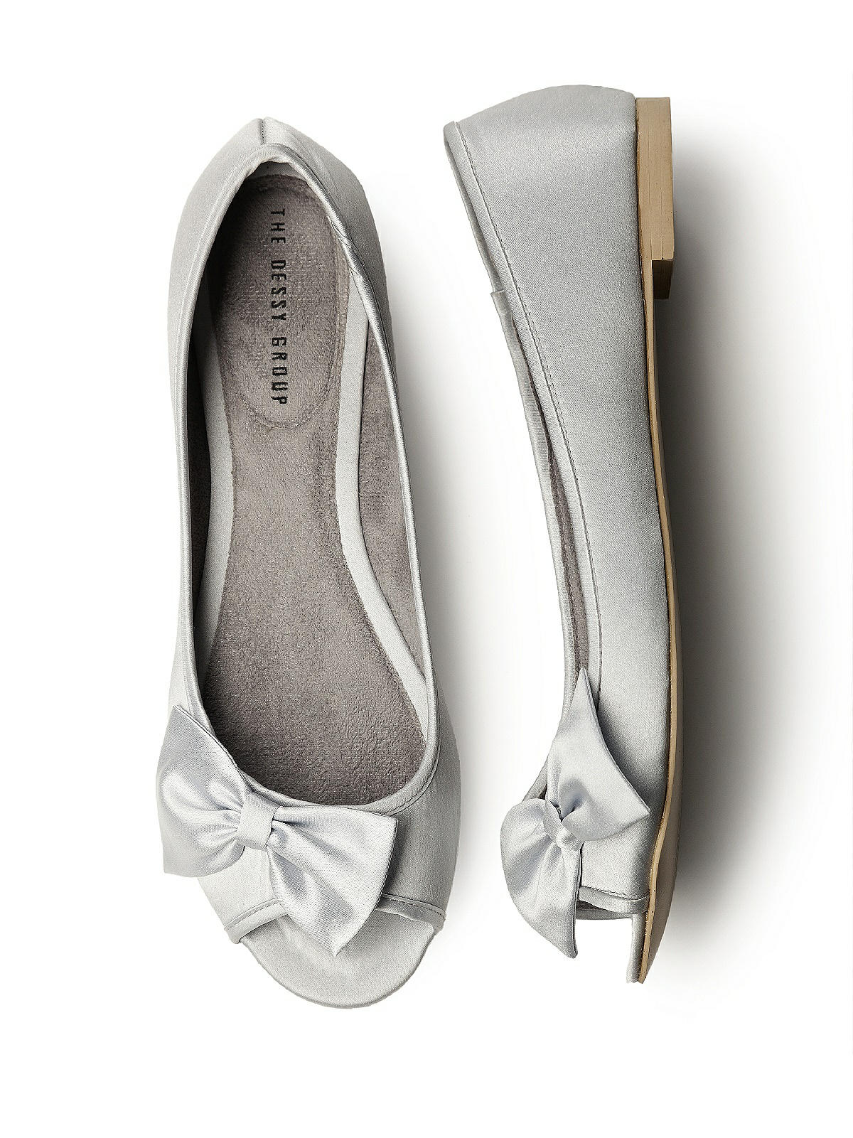 satin peep toe flats
